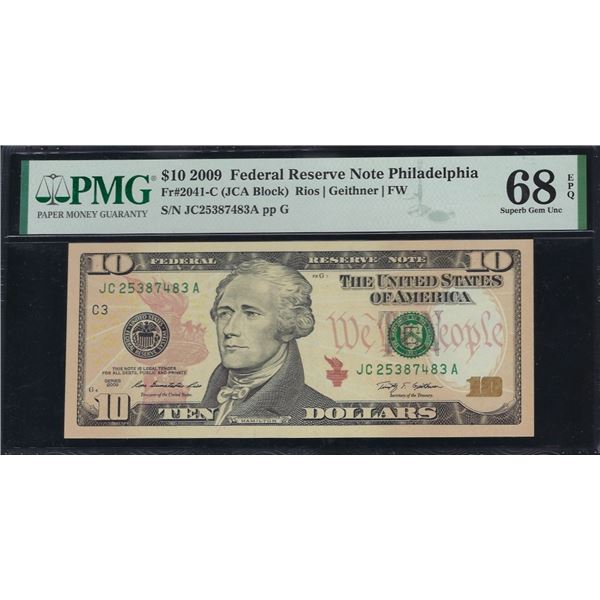 2009 $10 Philadelphia FRN PMG 68EPQ