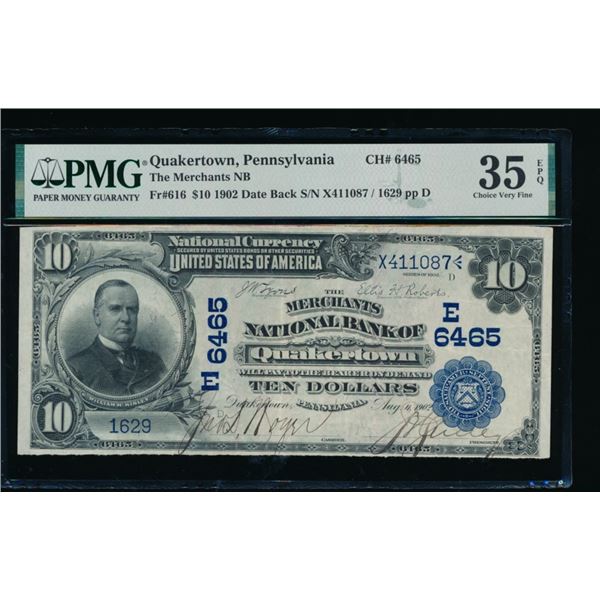 1902 $10 Quakertown PA National PMG 35EPQ