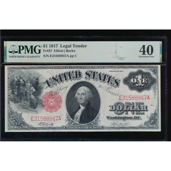 1917 $1 Legal Tender Note PMG 40