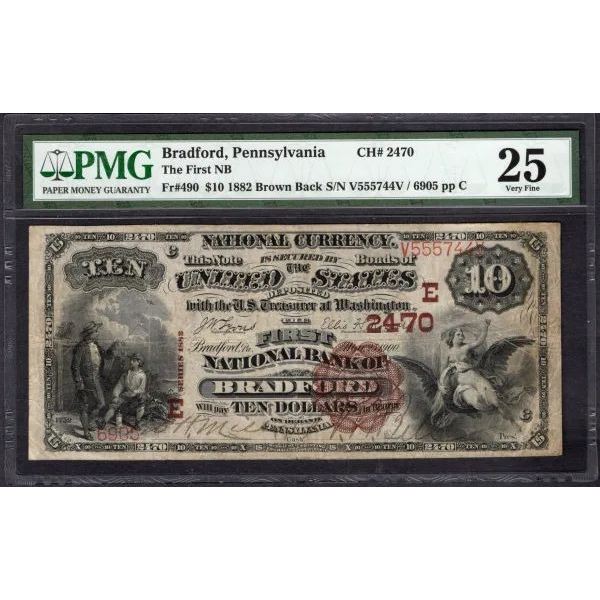 1882 $10 Bradford PA National PMG 25