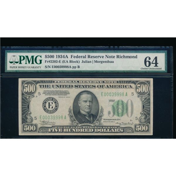 1934A $500 Richmond FRN PMG 64