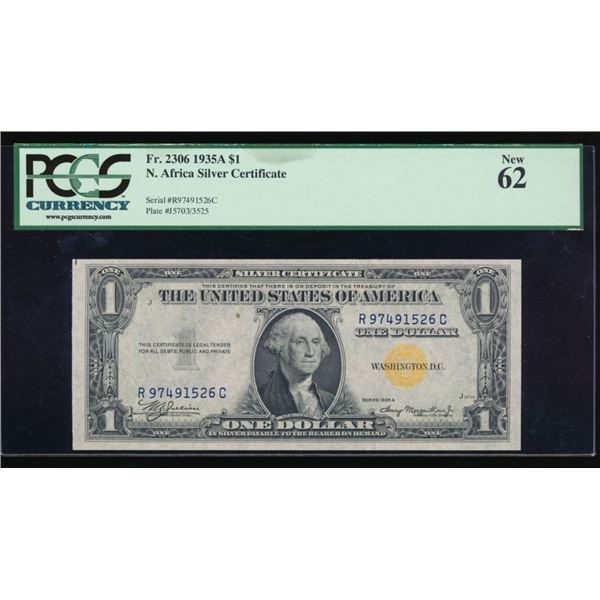 1935A $1 N Africa Silver Certificate PCGS 62