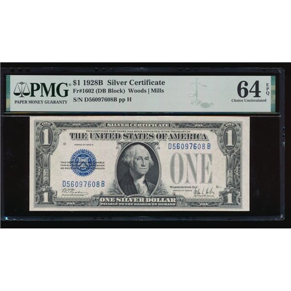 1928B $1 Silver Certificate PMG 64EPQ