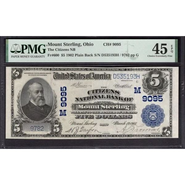 1902 $5 Mount Sterling OH National PMG 45EPQ