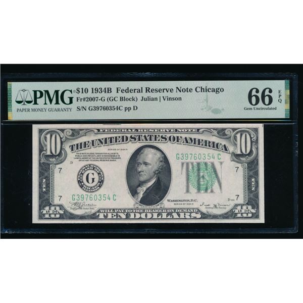 1934B $10 Chicago FRN PMG 66EPQ