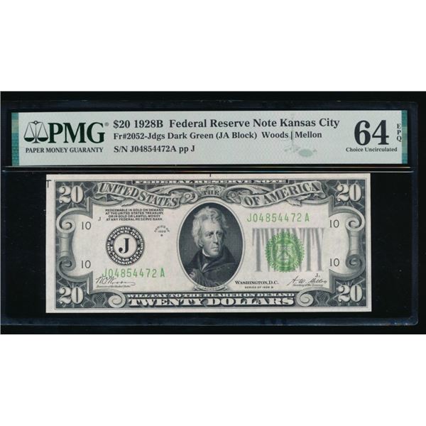 1928B $20 Kansas City FRN PMG 64EPQ