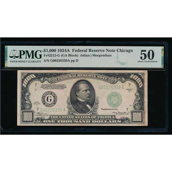 1934A $1000 Chicago FRN PMG 50