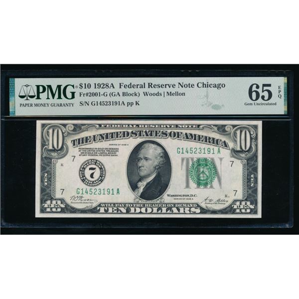 1928A $10 Chicago FRN PMG 65EPQ