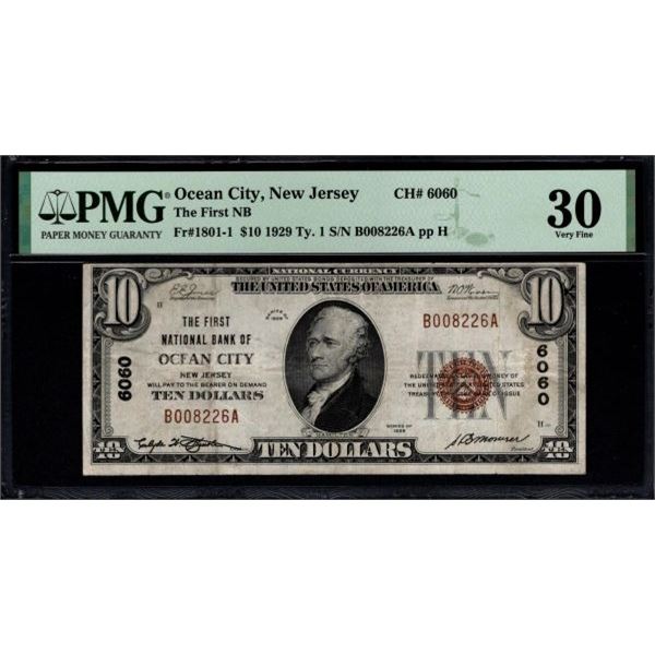 1929 $10 Ocean City NJ National Bank PMG 30