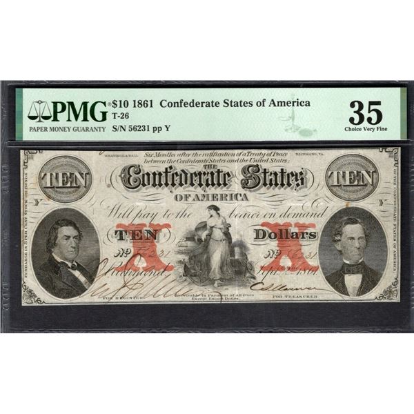 1861 $10 T-26 Confederate PMG 35