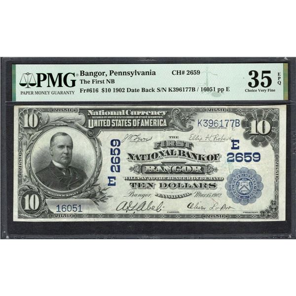 1902 $10 Bangor PA National PMG 35EPQ