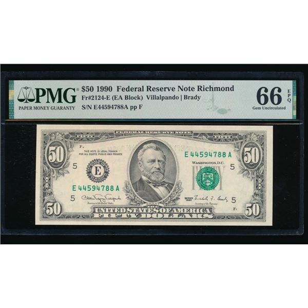 1990 $50 Richmond FRN PMG 66EPQ