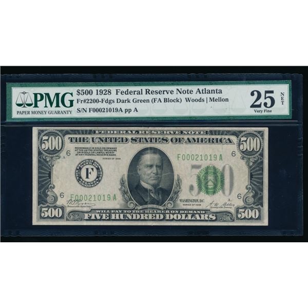 1928 $500 Atlanta FRN PMG 25NET