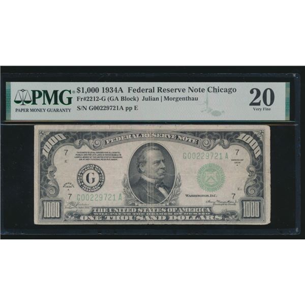 1934A $1000 Chicago FRN PMG 20