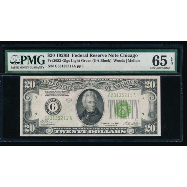 1928B $20 Chicago FRN PMG 65EPQ