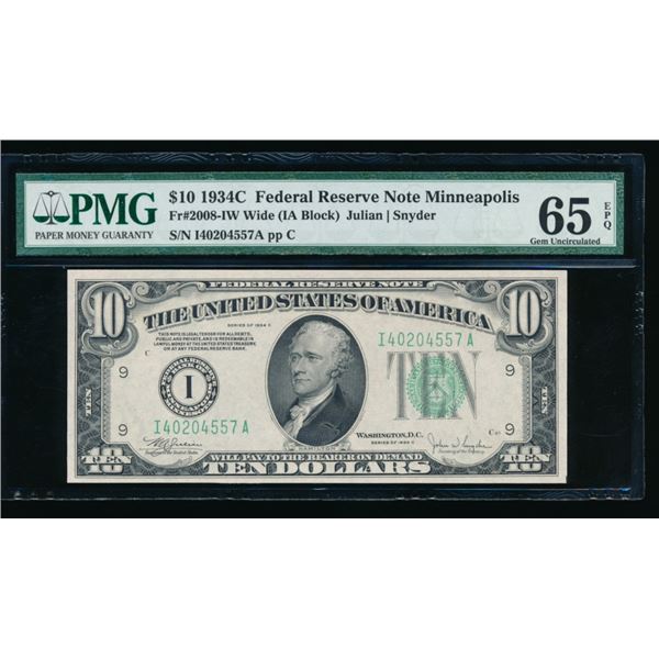 1934C $10 Minneapolis FRN PMG 65EPQ