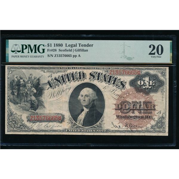 1880 $1 Legal Tender Note PMG 20