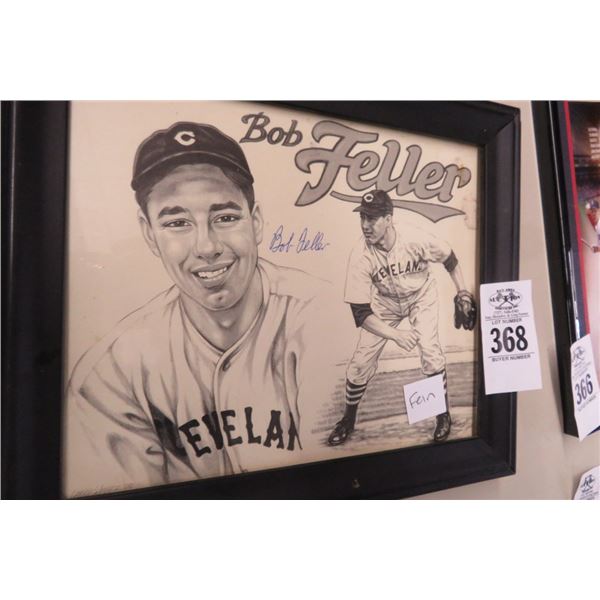 Framed Autographed Bob Feller Print