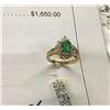 Image 2 : 14K YG Emerald & Diamond Ring - Oval Emerald .80CT & 25 Round