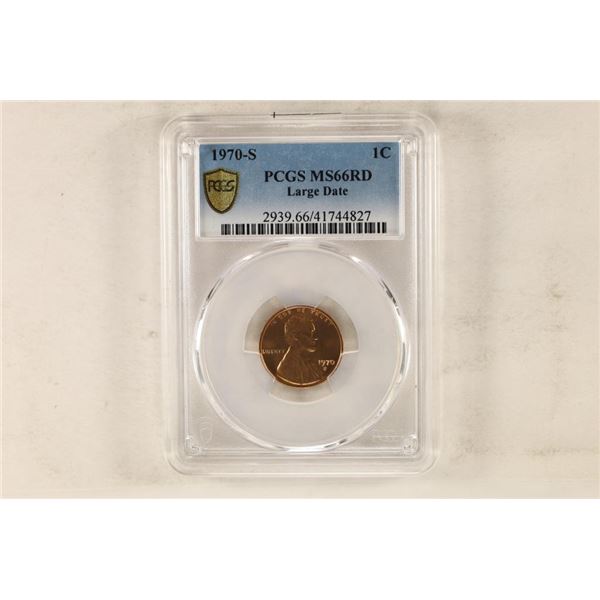 1970-S LINCOLN CENT PCGS MS66RD LARGE DATE