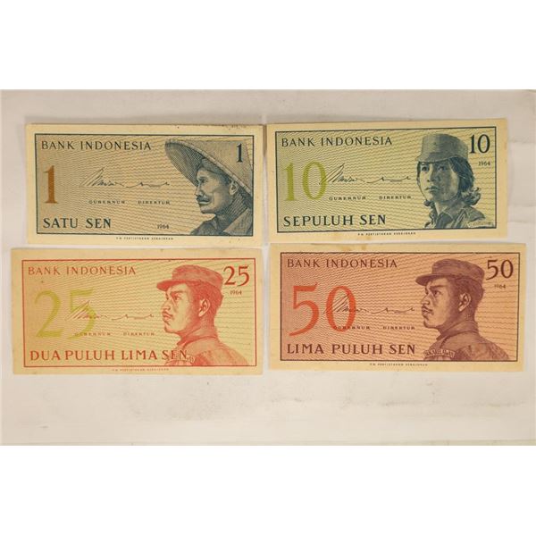 4-1964 BANK OF INDONESIA CRISP UNC BANK NOTES: