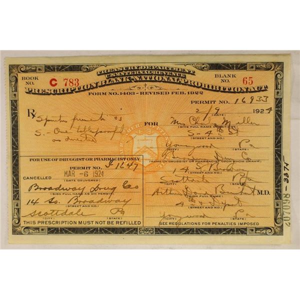 1924 PRESCRIPTION NATIONAL PROHIBITION ACT