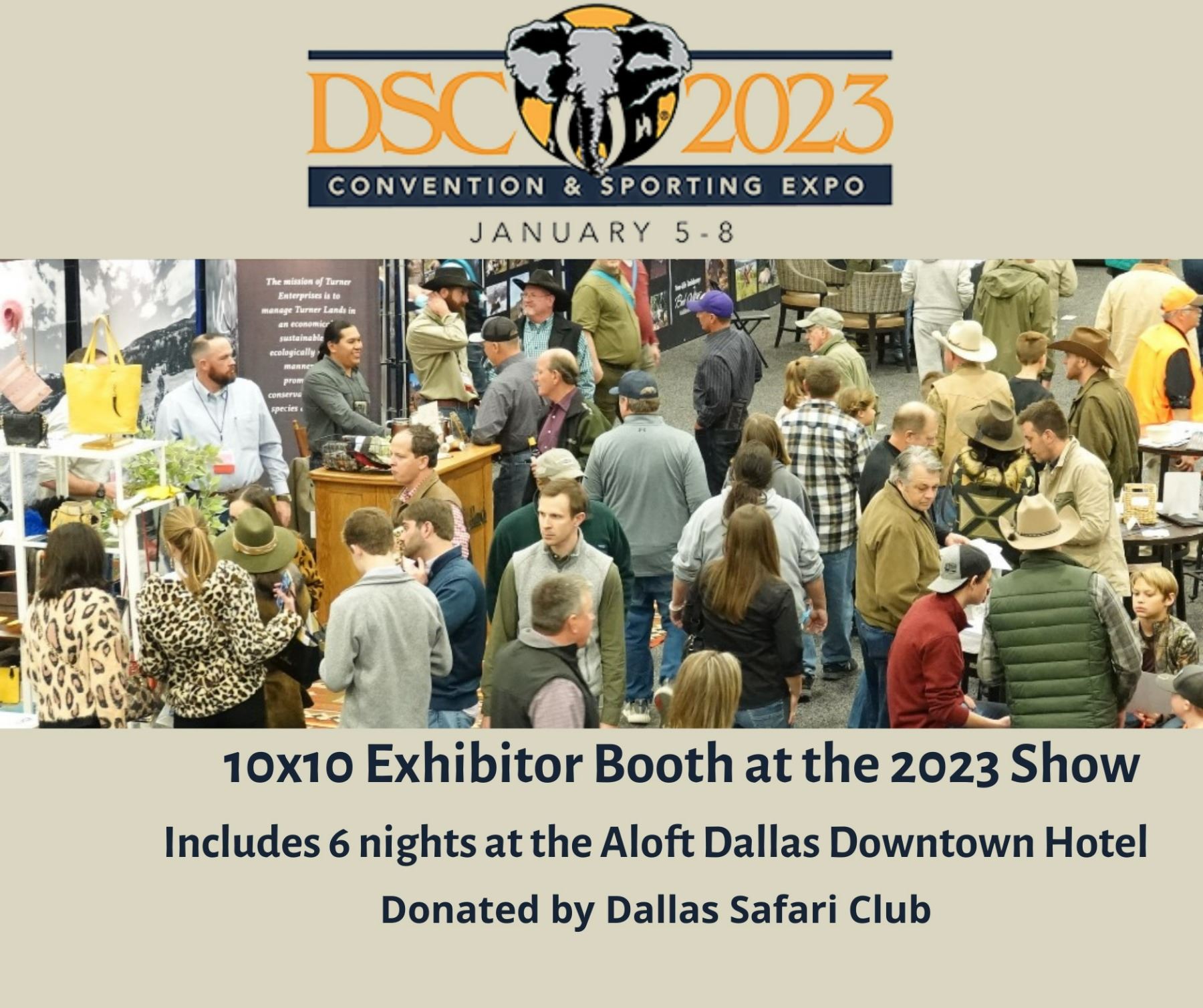10x10 Exhibitor Booth (with 6 nights hotel) at the 2023 Dallas Safari
