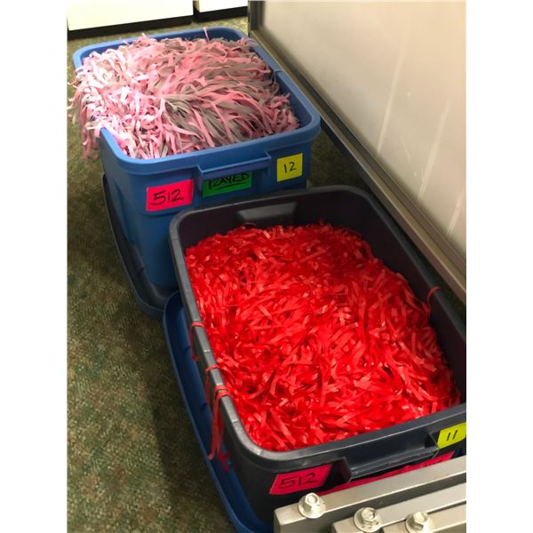 "Played" Group of 16 pink & grey multi coloured pompons & group of 12 red pompons (From the superher