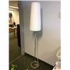 Image 1 : Contemporary chrome finish floor lamp w/ white shade (From the superhero show)