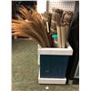 Image 1 : Wooden planter filled w/ grass mats & umbrellas (From the superhero show)