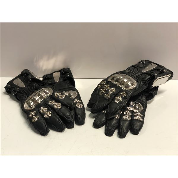 2 Pairs of black leather w/ metal gauntlet gloves (From the superhero show)