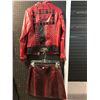 Image 1 : Ladies Bellivera sz. small "The Smell" (band) red & black leather jacket w/ snakeskin patterned skir