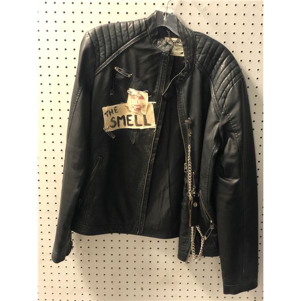 "Jack & Jones" Mens sz. large "The Smell" (band) black leather Jacket (From the superhero show)