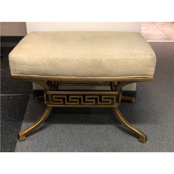 Upholstered cushion w/ gold painted metal base foot stool (From the horror drama show)