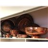 Image 1 : Shelf lot of Dec set assorted copper & metal serving pcs. (From the horror drama show)