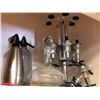 Image 1 : Group of Dec set liquor related items - decanter / syphone / liquor bottle dispenser stand (From the