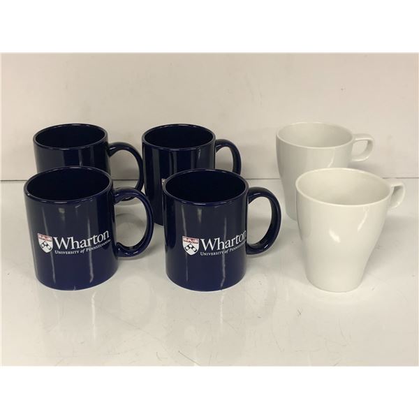 Group of 4 wharton university of pennsylvania coffee mugs & 2 "Hero" (Girl) white coffee mugs ep 609