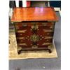 Image 1 : Small oriental wood w/ metal accents 2 drawer cabinet (From the horror drama show)