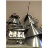 Image 1 : Group of 8 hanging metal light fixtures & 2 Led cordless picture lights w/ remotes (From the superhe