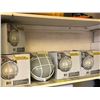 Image 1 : Group of 9 "New" outdoor light fixtures w/ white metal cage cover (From the superhero show)