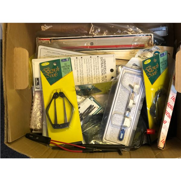 Box of "New" electronic hardware - Conductive PLCC Extractor & assorted electrical tools (From the s