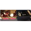 Image 1 : 1 rubber made container of assorted hard cover books & 2 boxes of glass candle holders (From the sup