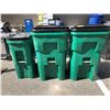 Image 1 : Group of 3 large green rolling waste bins