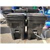 Image 1 : Group of 2 large black rolling waste bins