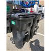 Image 2 : Group of 2 large black rolling waste bins
