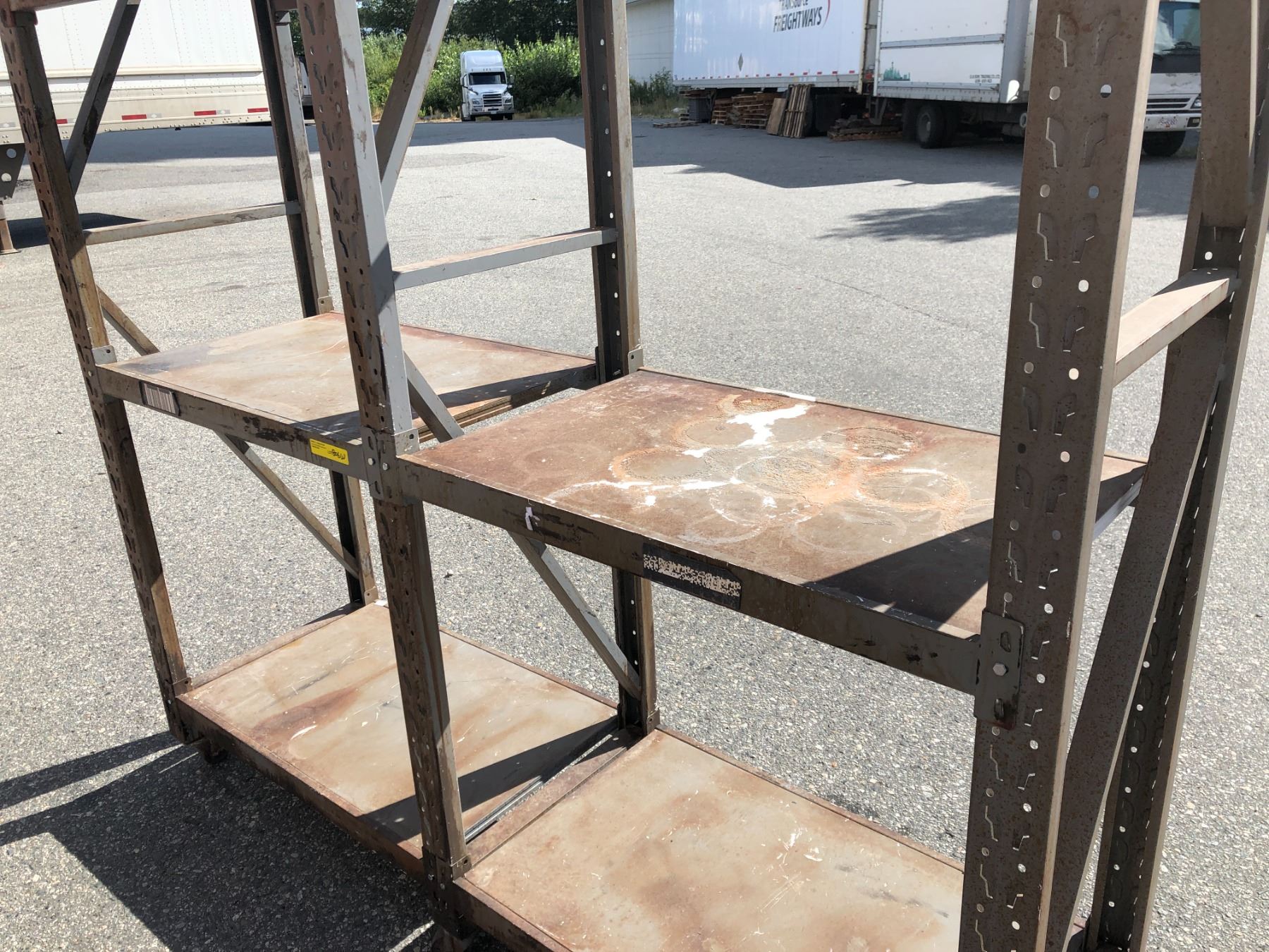 Adjustable metal shelves rolling rack Approx 8 1/2 tall ft x 7 wide ft ...