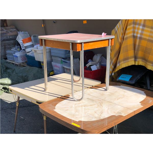 Group of 3 retro 1960s chrome & formica tables (From the thriller show)