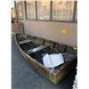 Image 3 : Set Dec wooden boat w/ Johnson 4 horsepower outboard motor crate of rope & 2 boxes of boat shelter t