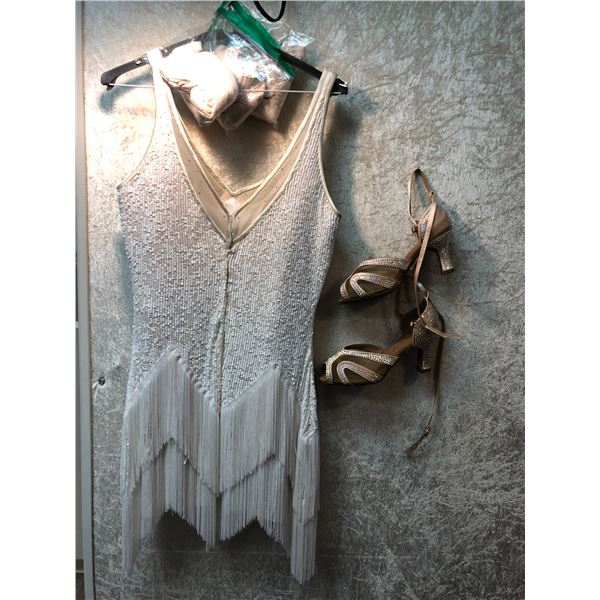 "Superhero Show " - Complete 80s dancer outfit - includes white short dress/leggings & shoes - *HOTS