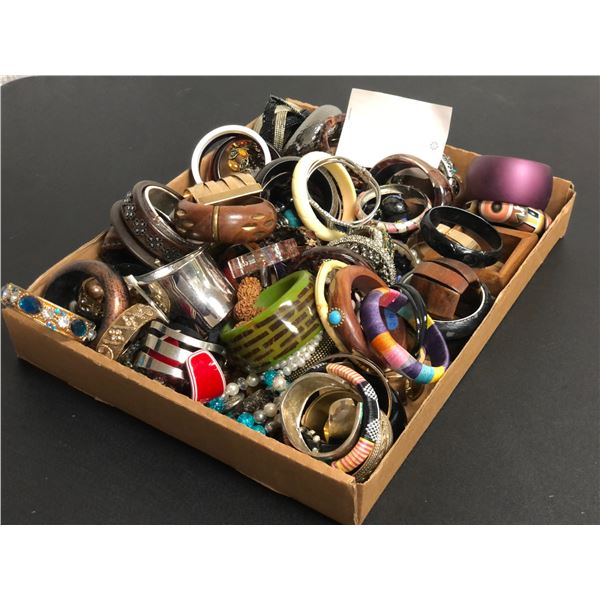 Box lot of vintage jewelry from the show - includes mostly bracelets - approx. 80 pcs